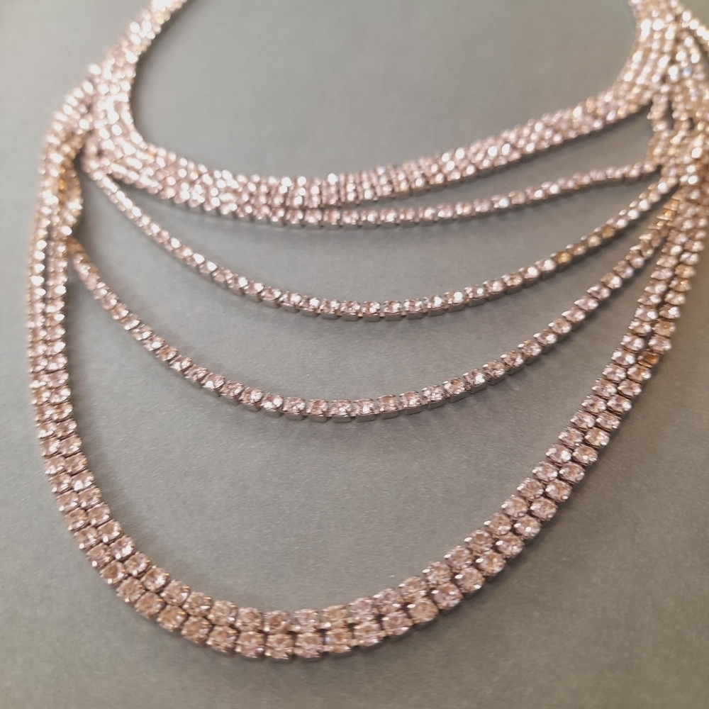 Multi Strand Rhinstone Neckalce - Picture 3 of 5